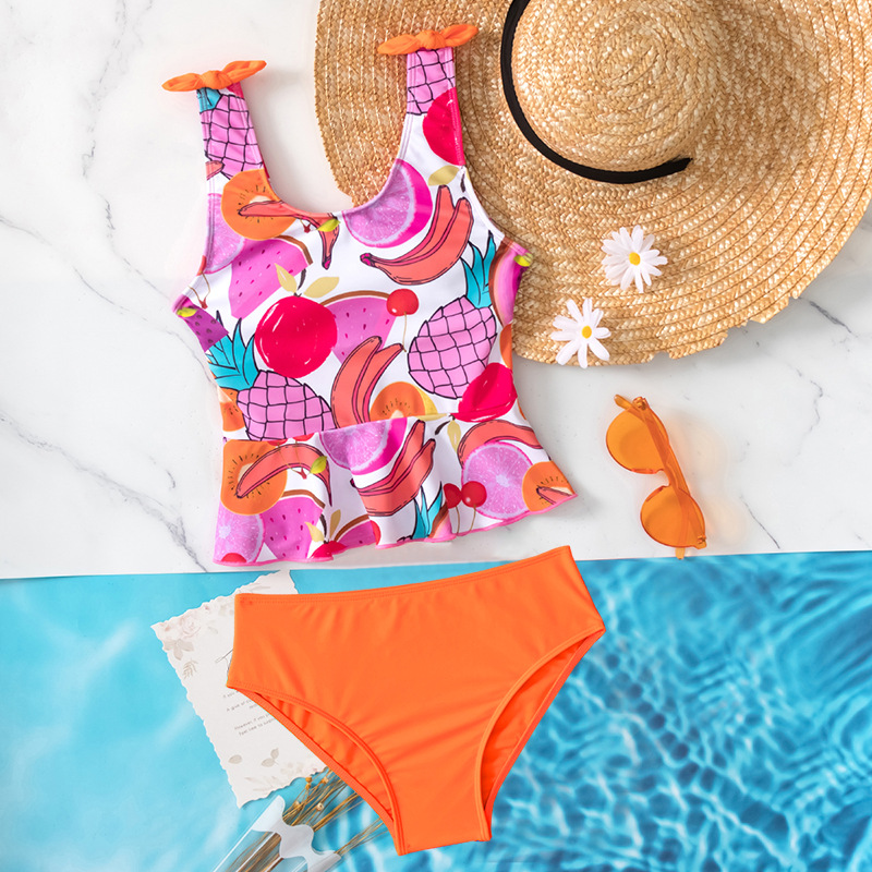 Wholesale cross-border foreign trade Amazon AliExpress European and American custom foreign trade swimsuit children swimming girls Middle and big children