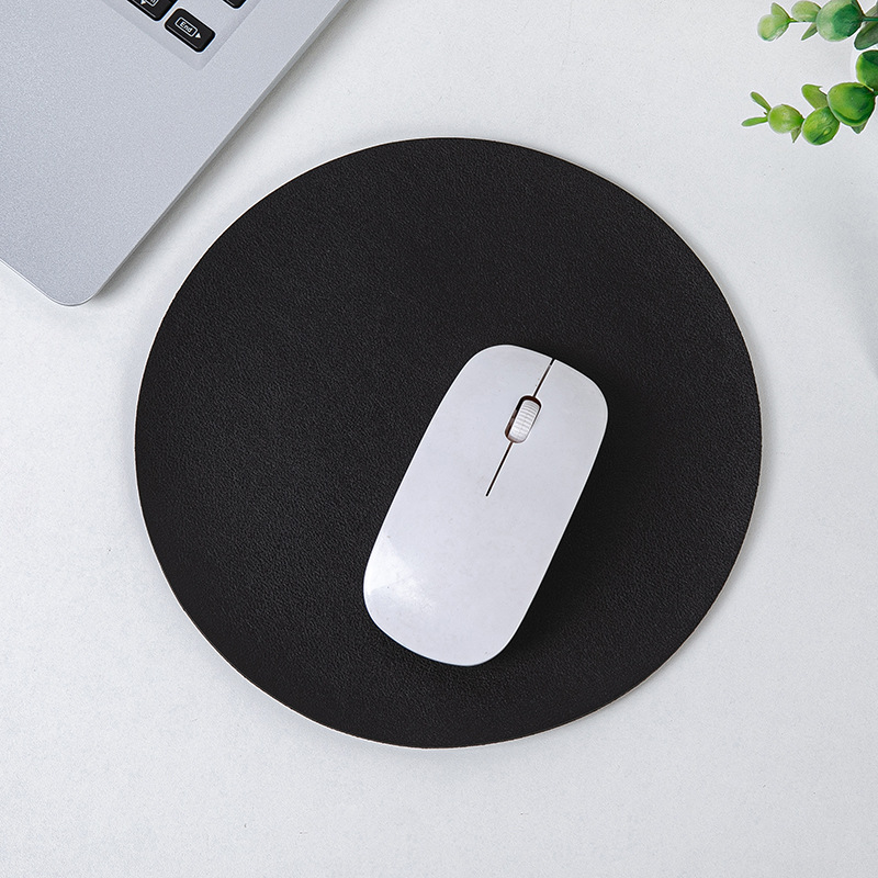 Picture of Small Fresh Round Leather Mouse Pad small size Solid Color Portable Simple Leather Office Desk Mat Computer Mouse Mat