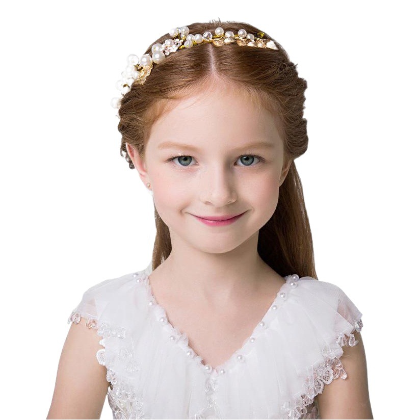 Sen Women's Kidsren's Garland Headdress Princess Girl's Children's Day Performance Hair Accessories Pearl Hair Accessories Crown Shape