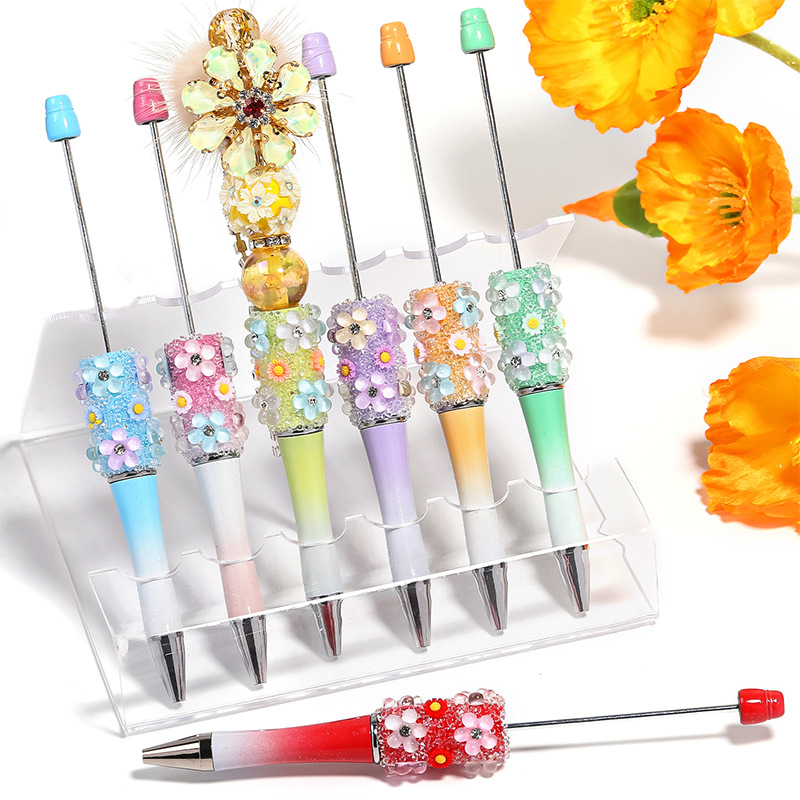 New creative flower Gomsophila sugar pen handmade diy beaded pen in stock wholesale bead pen ballpoint pen