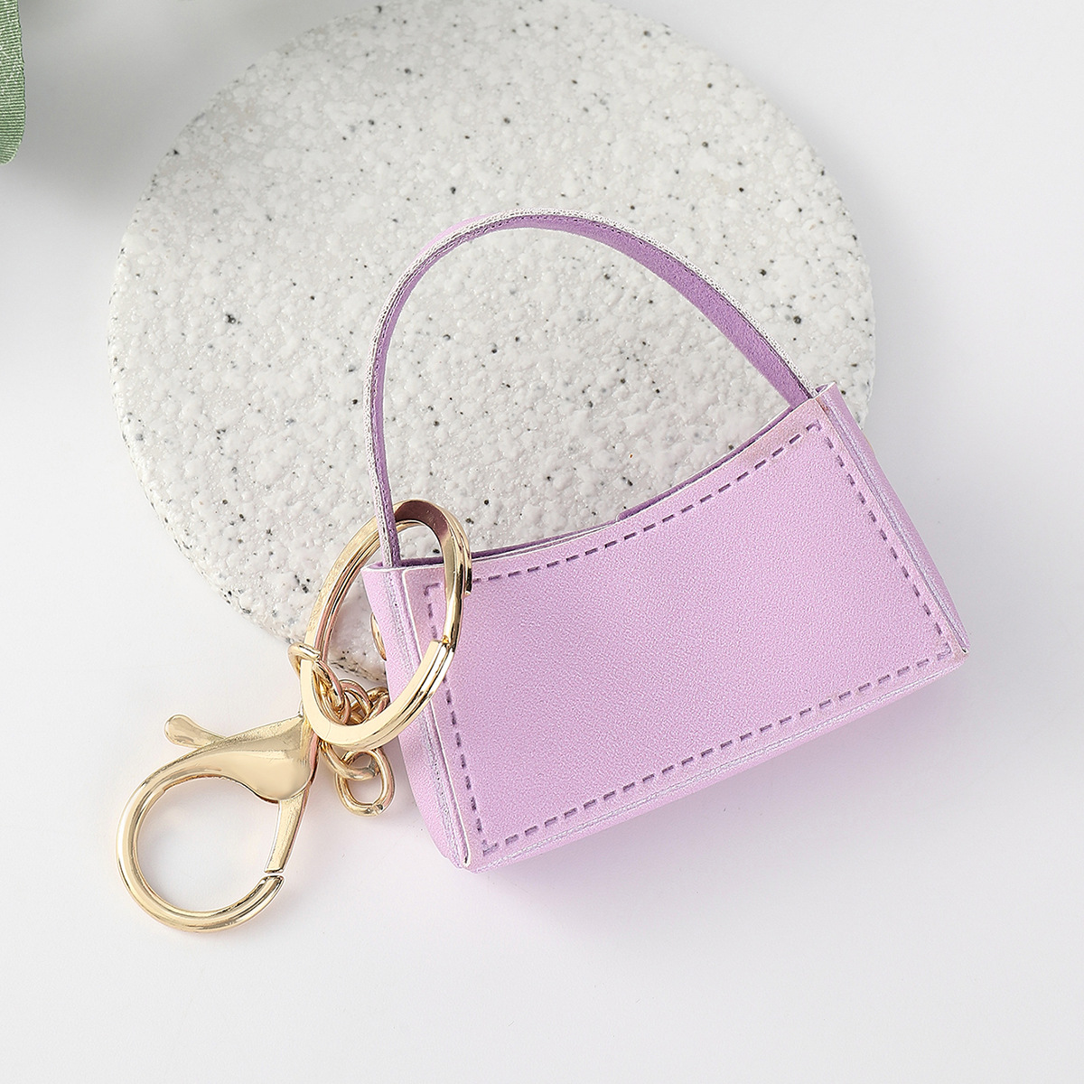 Korean Creative Small Gift Keychain Amazon temu Cross-border Small Bend Bag PU Leather Car Bag Pendant