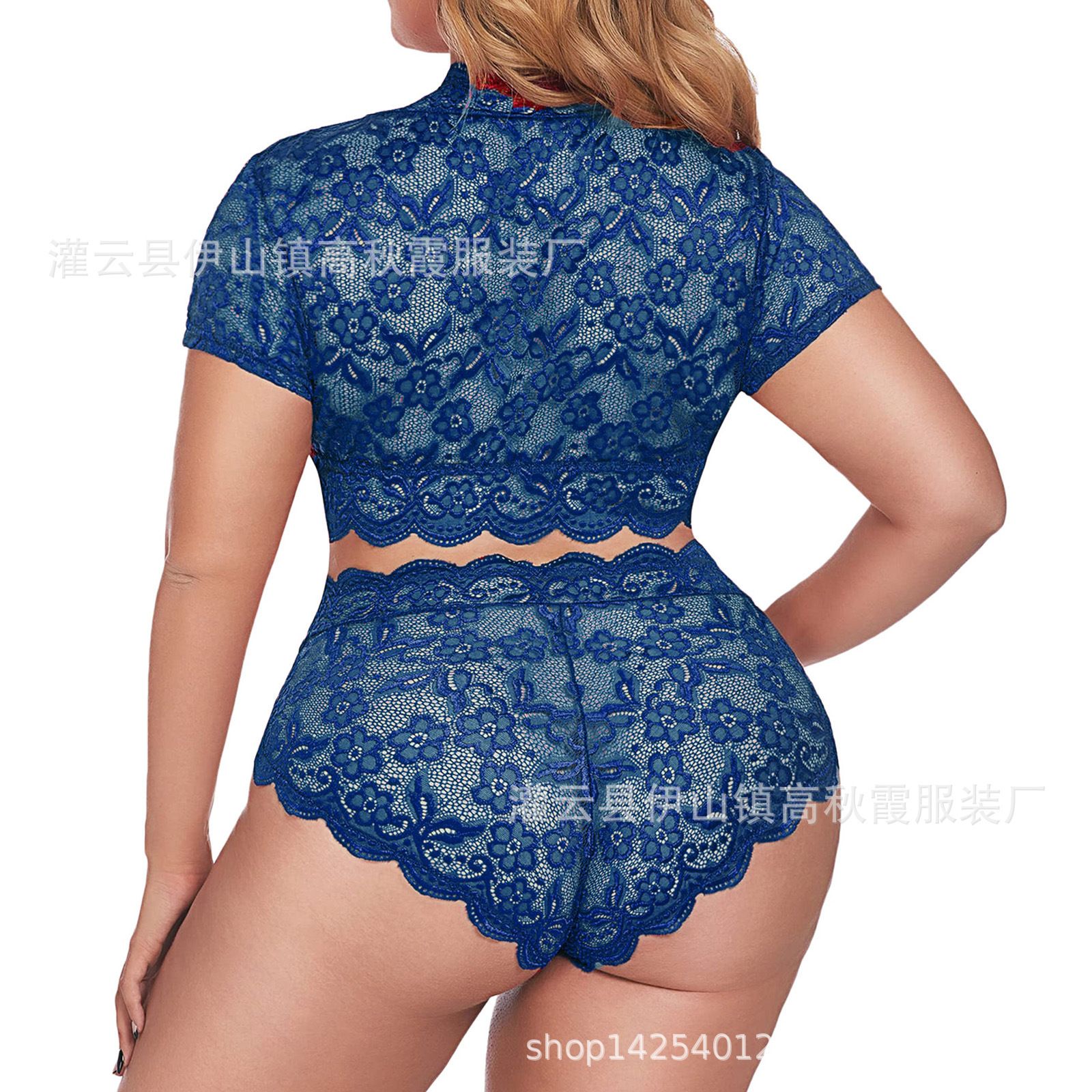 Picture of Sexy Underwear European and American Large Size Temptation Sexy Side Split Lace Sling Nightgown Women's Transparent Teasing Pajamas