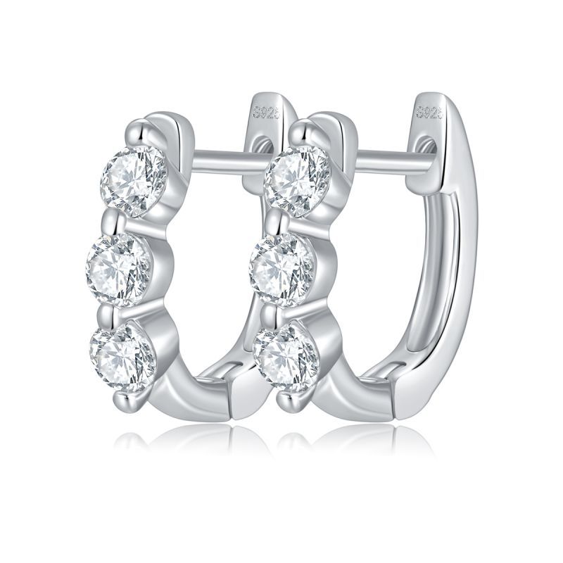 Picture of Japanese and Korean small fresh ring earrings full Mosan diamond 2.8mm round S925 silver plated 18k gold earrings ladies
