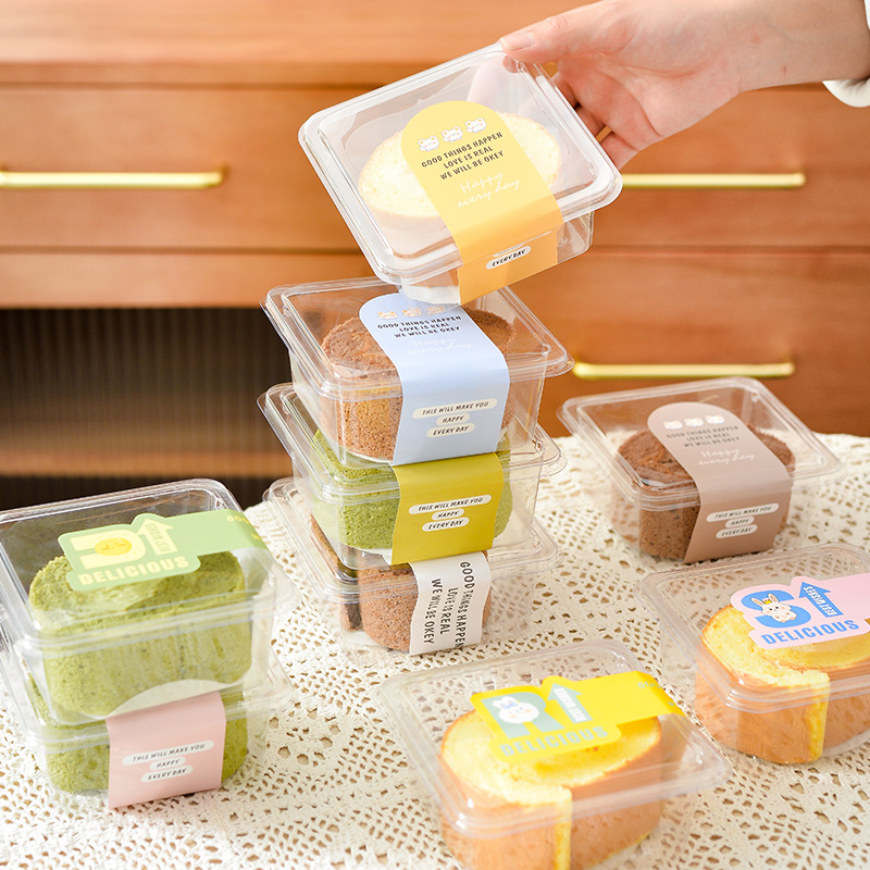 Mini Cake Roll Packaging Box Mousse Swiss Roll Tiger Leather Roll Baking Dessert Disposable Plastic Blister Box