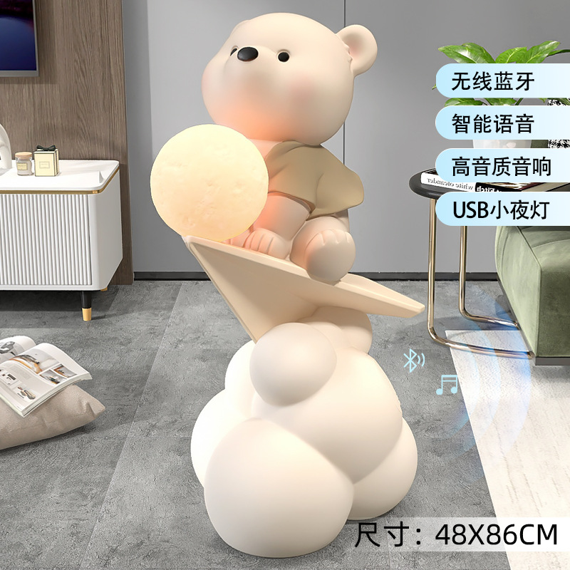 Picture of Creative Bear Moving Gift Large Floor-Standing Ornaments Living Room Tv Cabinet Next to the Sofa Accessible Luxury Home Decorations