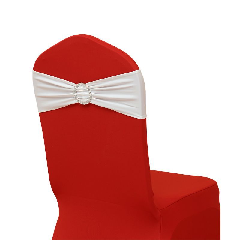 Picture of Casual Hotel Banquet Celebration Wedding Universal Elastic Chair Cover Hot Stamping Straps Decorative Bow Chair Back Flower