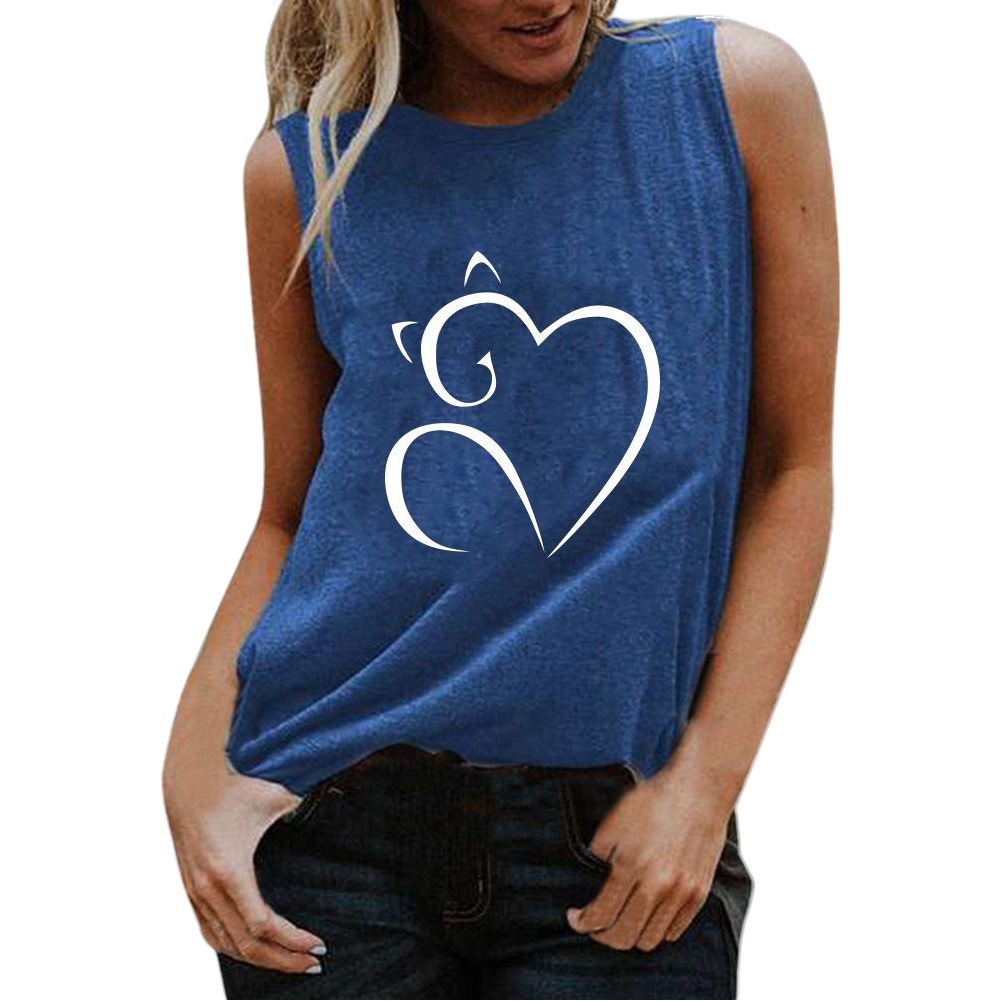 Spring 2020 AliExpress Cross-border New Love Printed Pattern Women's T-shirt Sleeveless Vest 93