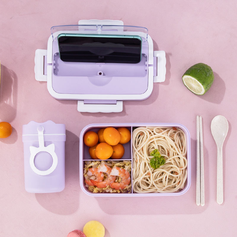 Picture of ins style Japanese-style microwave lunch box bento box Mori cute student sealed separated plastic office worker lunch box