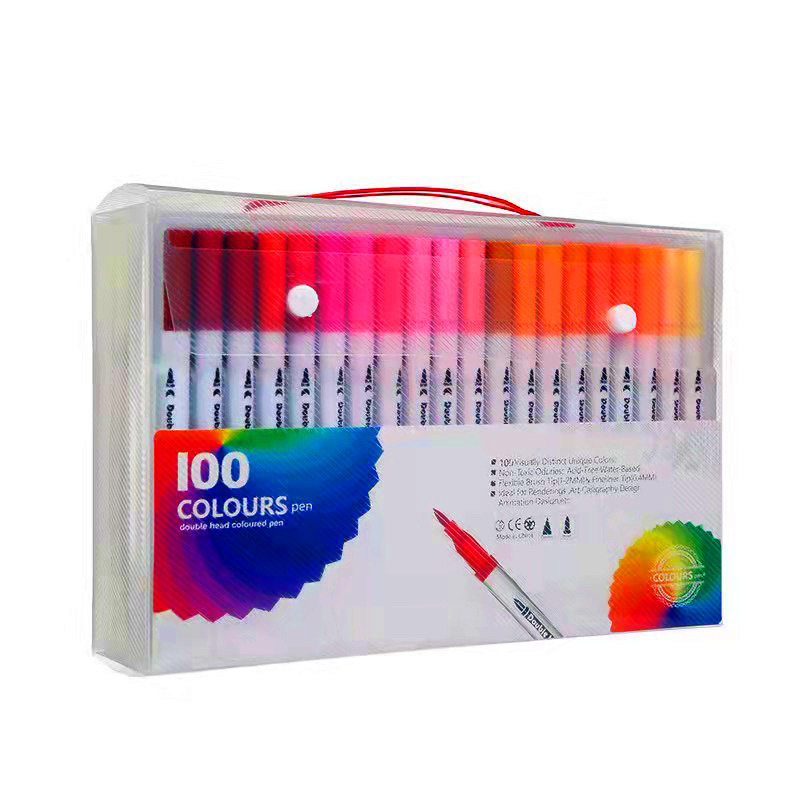 Picture of Children's brush water-based soft head double watercolor pen color washable soft head pen set