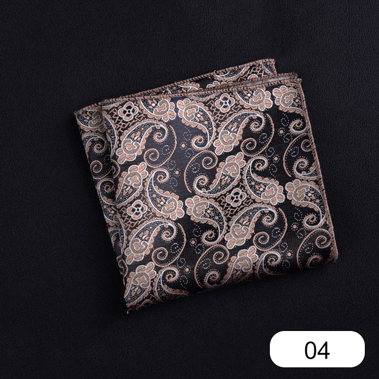 Picture of Men's suit small square scarf factory wholesale fashion polyester fashion accessories vintage embroidery pattern pocket towel men's clothing