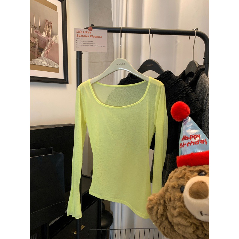 Picture of Pure Desire Hot Girl Sexy Stacked T-shirt Women's Summer Thin Slim-fit Irregular Sun-screen Shirt Beautiful Back suit