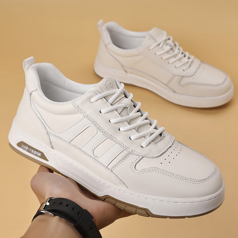 Men's Shoes Genuine Leather Autum Sports Casual Shoes Men's Sneakers Soft Sole Handsome White Shoes Men's Shoes Men's Versatile Trendy Shoes