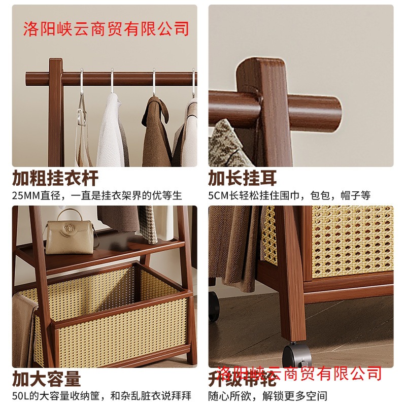 Picture of Vertical hanger floor simple coat rack rack for hanging clothes in a home room is foldable and durable drying rack