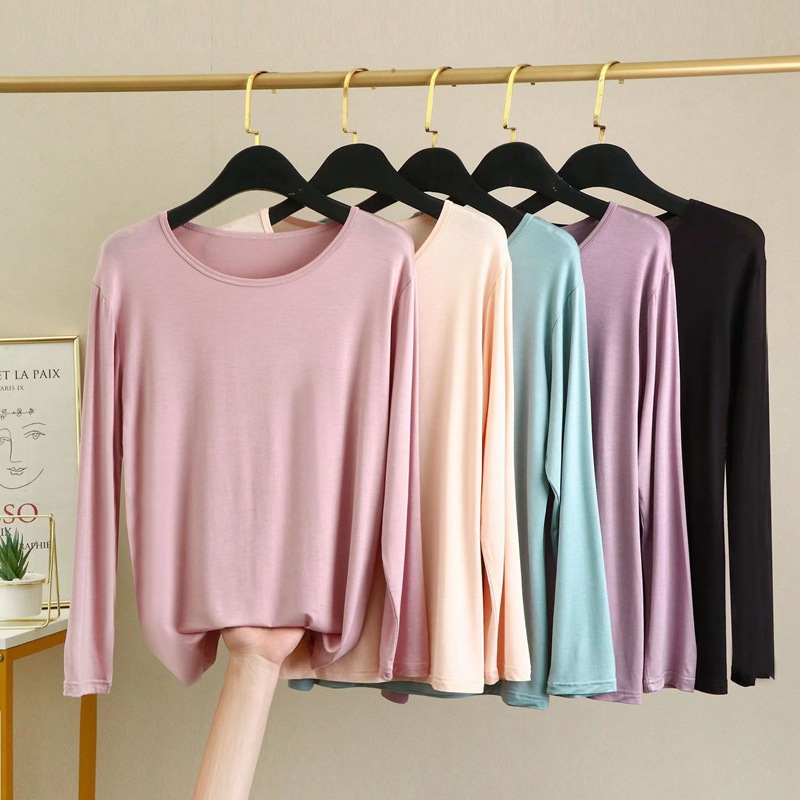 Picture of Modal Base Shirt Women's Inner Long Sleeve Thin Round Neck Autumn Clothes Large Size 2022 Autumn New Top Spring and Autumn