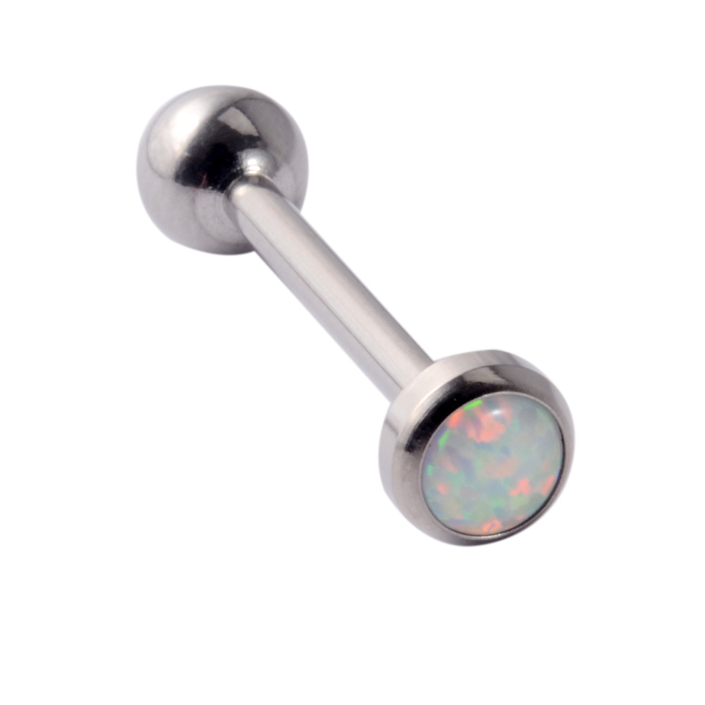 Picture of F-136 Titanium Inlaid Nebula Opal Flash Opal Tongue Nail Zircon Tongue Nail Internal Thread G23 Titanium Lip Nail Body Piercing