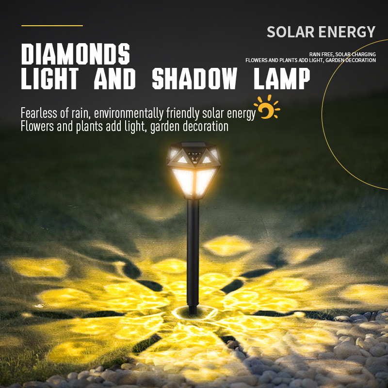 2025 New Cross-Border Solar-Powered Outdoor Diamond Light and Shadow Courtyard Lawn Decoration Waterproof Garden Ground-Insert Landscape Light