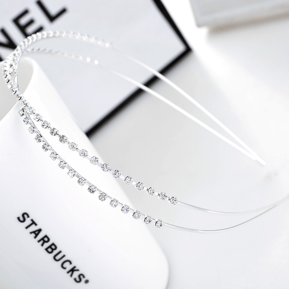Picture of Korean style headdress hair accessories wholesale exquisite rhinestone hairband Crystal Diamond sweet thin headband cross hairband wholesale