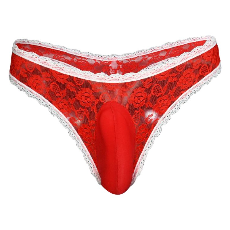 Qing He men's underwear vertical egg sexy love women's lace jj set briefs couple underwear stockings shorts