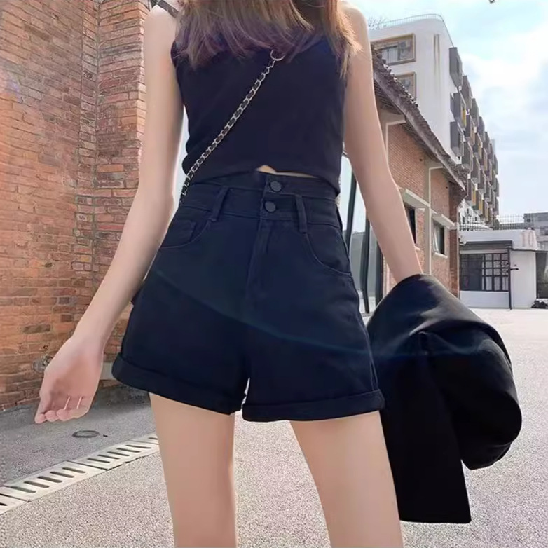 Summer thin new loose Denim shorts women's Korean-style curling slimming A- line wide leg student hot pants fashion ins