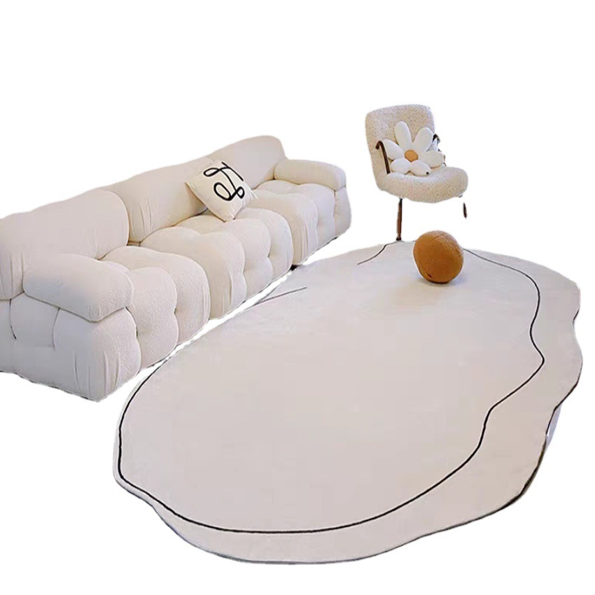 Silly Irregular Fresh Japanese Cashmere Carpet Bedroom Morandi Light Luxury Simple Living Room Floor Mat Thickened