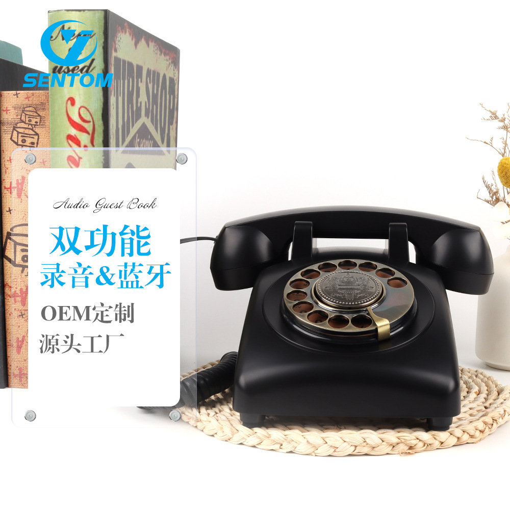 Cross-Border Fixed Telephone Antique Recording Phone Bluetooth Dual-Function Telephone Hotel Home Retro Telephone Wholesale