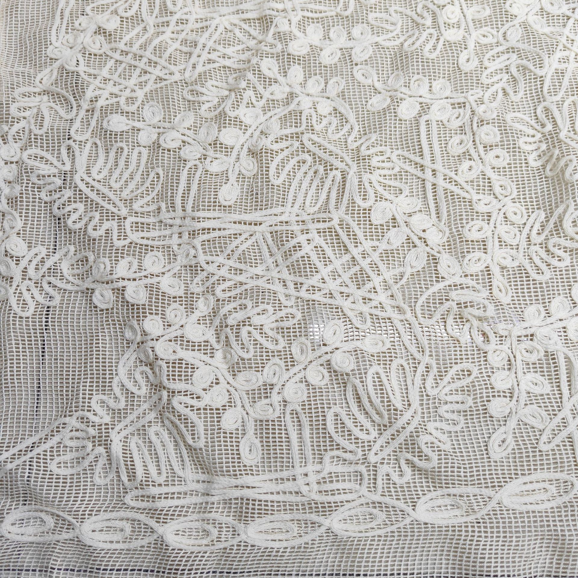 Three-Dimensional Embroider Cotton Fabric Thick Thread Children's Clothing Women's Dress Wedding Dress Retro Plaid Mesh Fabric