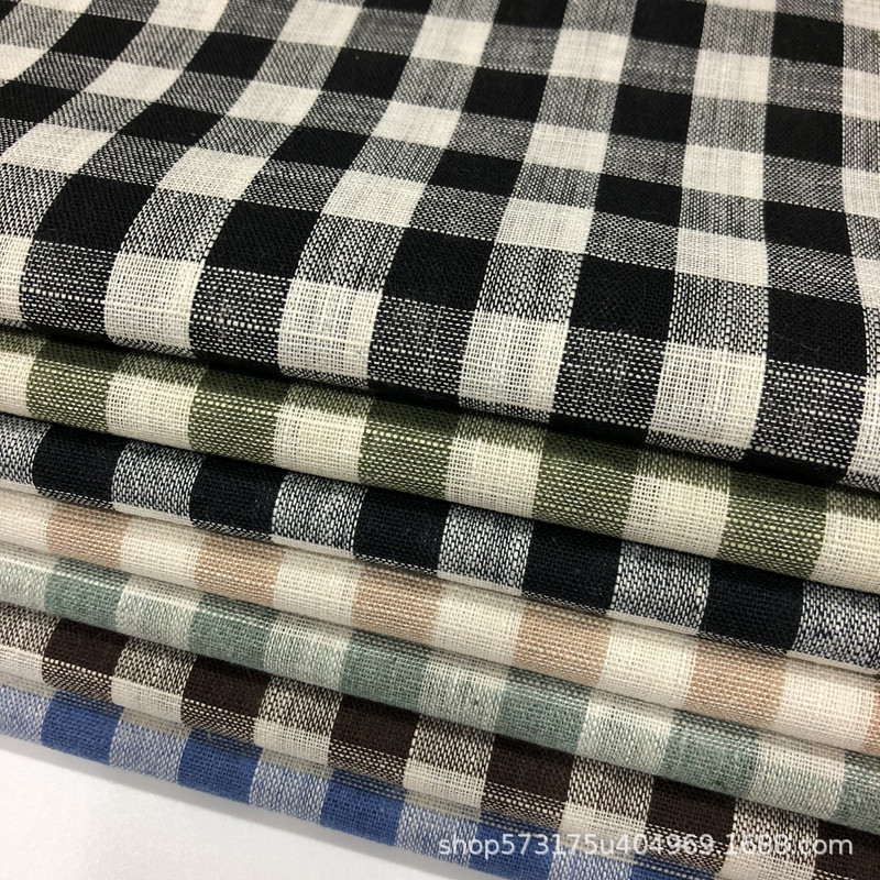 Cotton Linen Paid Fabric Slub Linen Chaoyang Paid Shirt Fabric Retro Skirt Children's Wear Fabric Yarn-dyed Paid Fabric