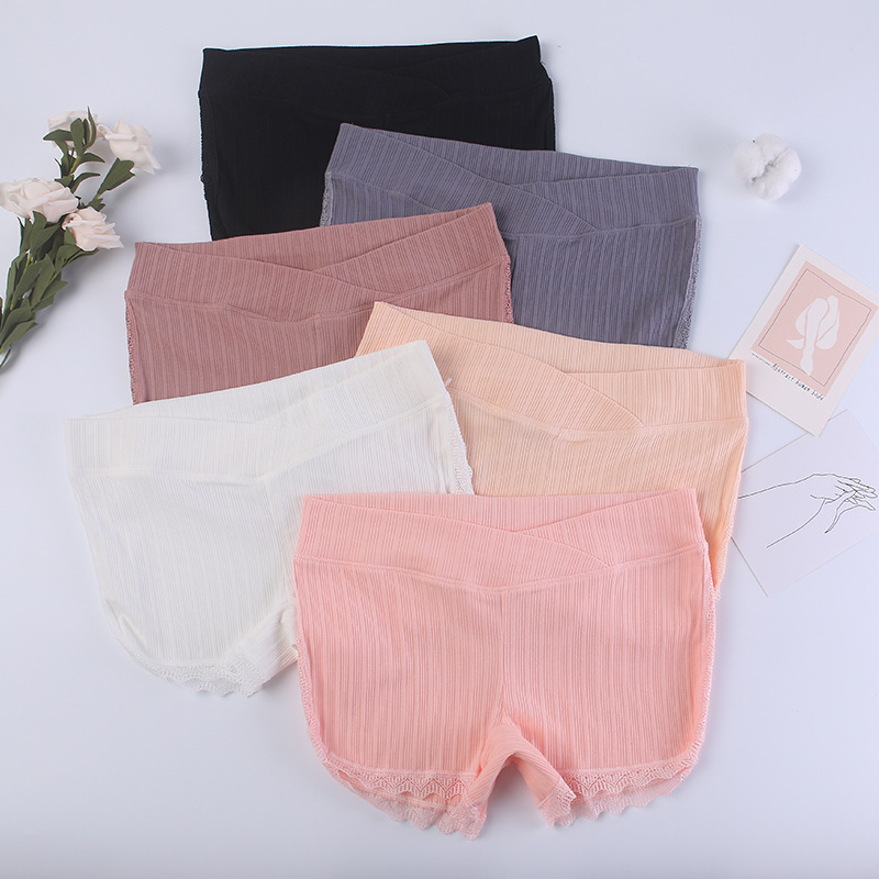 Picture of Pregnant Women's Safety Pants, Anti-Exposure, Threaded Lace, Pure Cotton, Low-Waisted, Thin Bottoming Boxer Briefs, Two-In-One