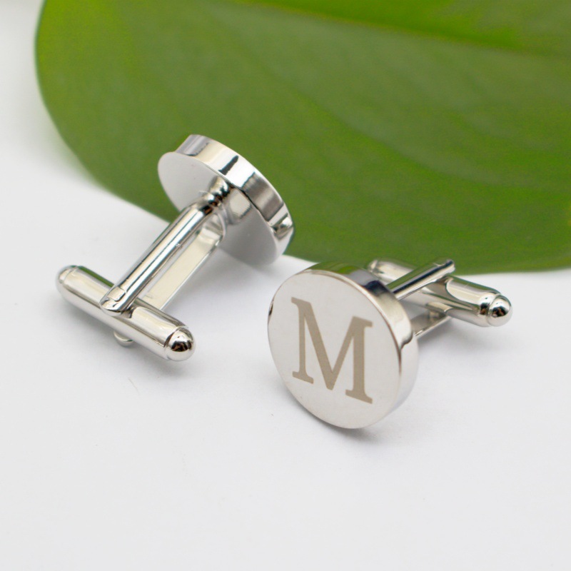 Picture of High-End Letter Cufflinks Men's Shirt Collar Clip Set Metal Accessories Business 26 Letters Laser in Stock