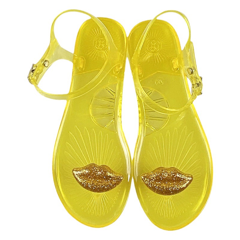 New Sandals Red Lip Decoration Export New Fruit Sandals Women's Non-Slip Pvc Jelly Flats Sandals Outer