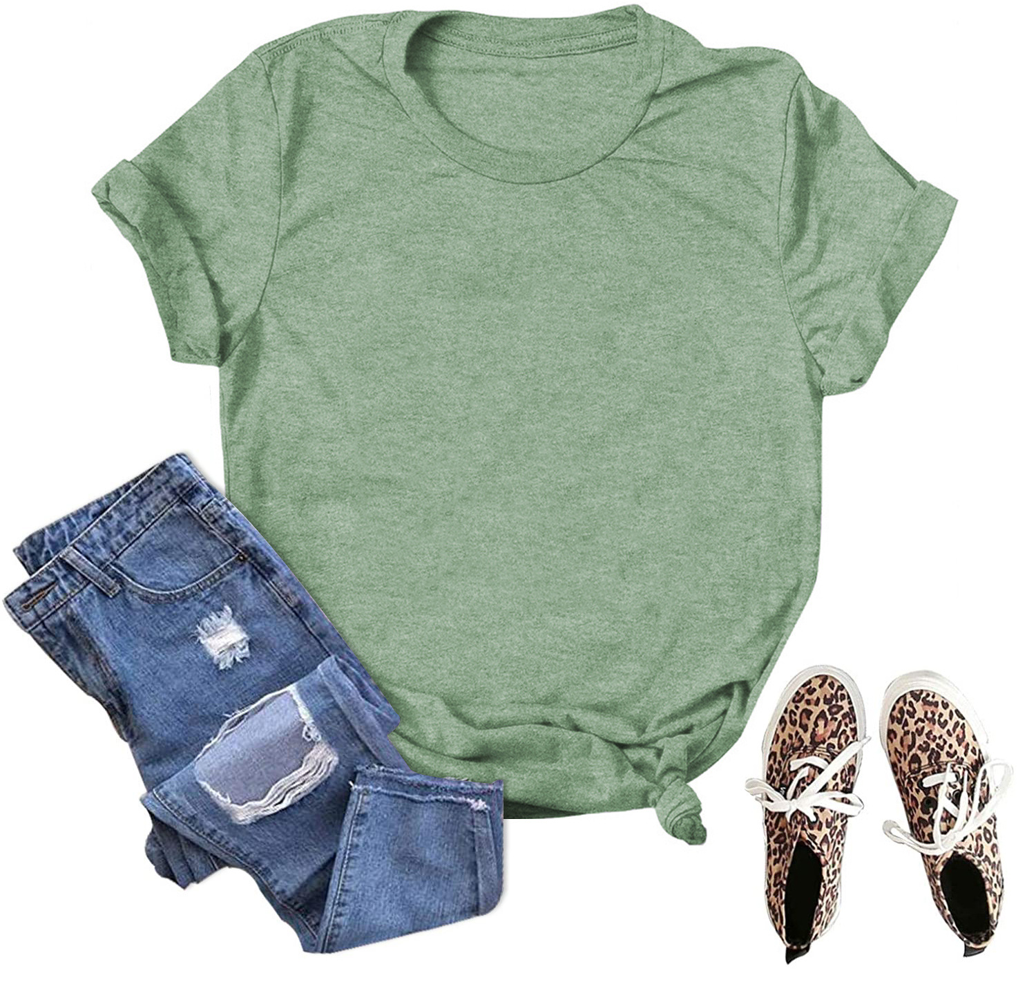 Picture of Spot wholesale foreign trade cross-border solid color blank loose large size T-shirt short sleeve men and women with Amazon wish