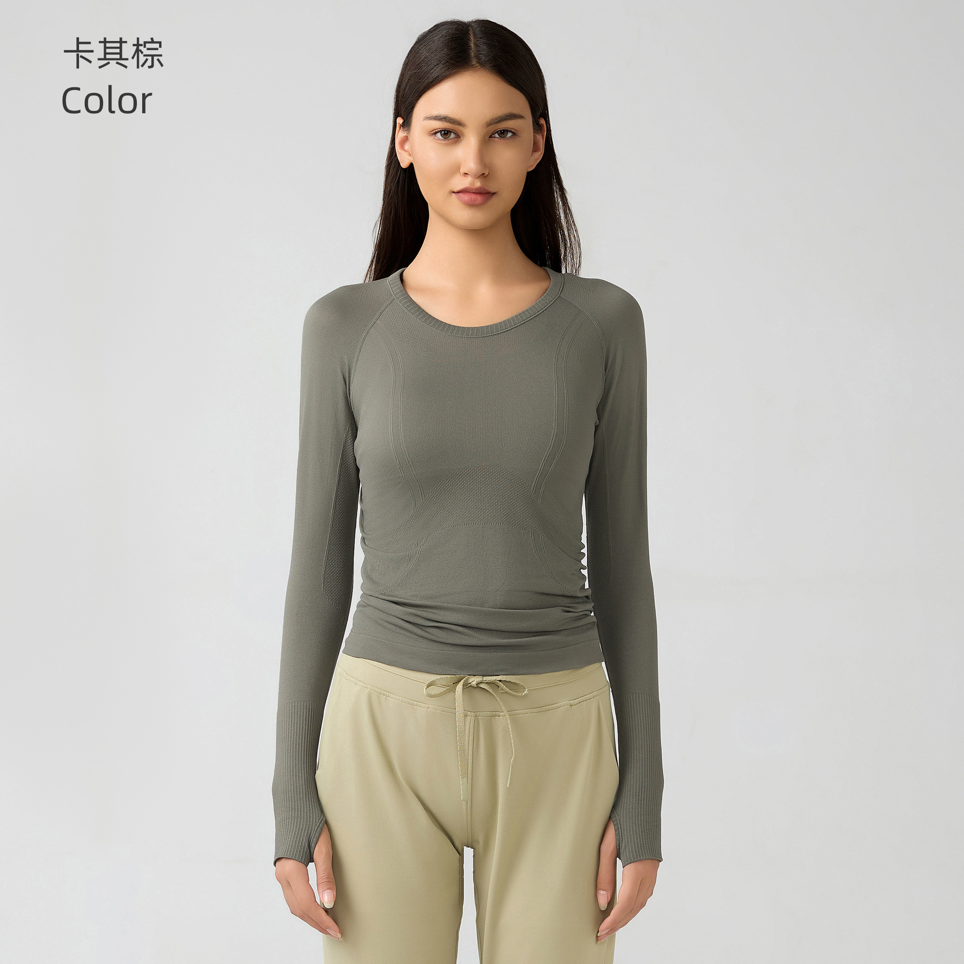 Picture of Cross-Border New Quick-Drying Top Long-Sleeved Women's Sports Running Fitness Breathable Seamless One-Piece Yoga Wear D19083