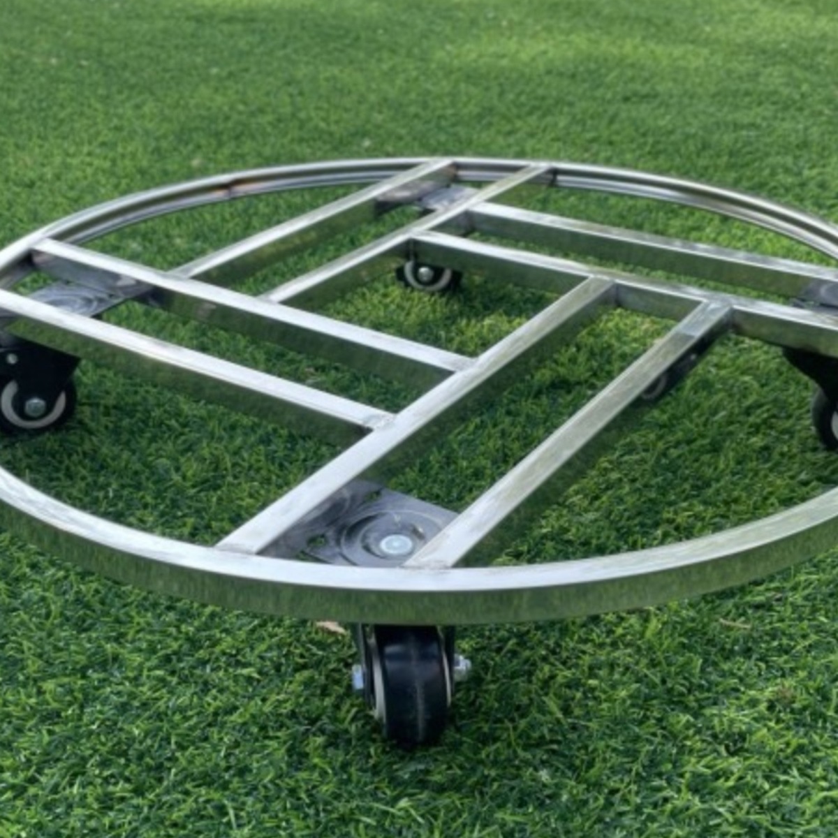 Stainless Steel Round Mobile Large Flower Pot Base with Universal Wheels and Brake, Turtle Cart Flower Stand, Bonsai Stand, Fish Tank Base