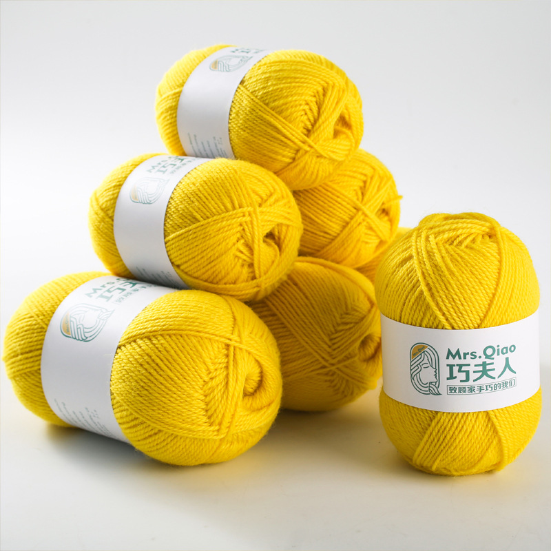 Mrs. Qiao Pure Wool Thread Hand-Knitted Sweater Outwear Hat Scarf Medium Fine Wool Thread Wholesale