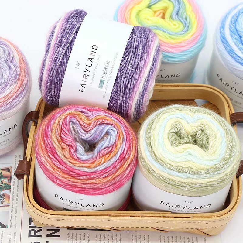 Picture of Cake wool segment dyeing gradient baby children's wool cotton rainbow thread handmade knitting shawl scarf sweater special offer