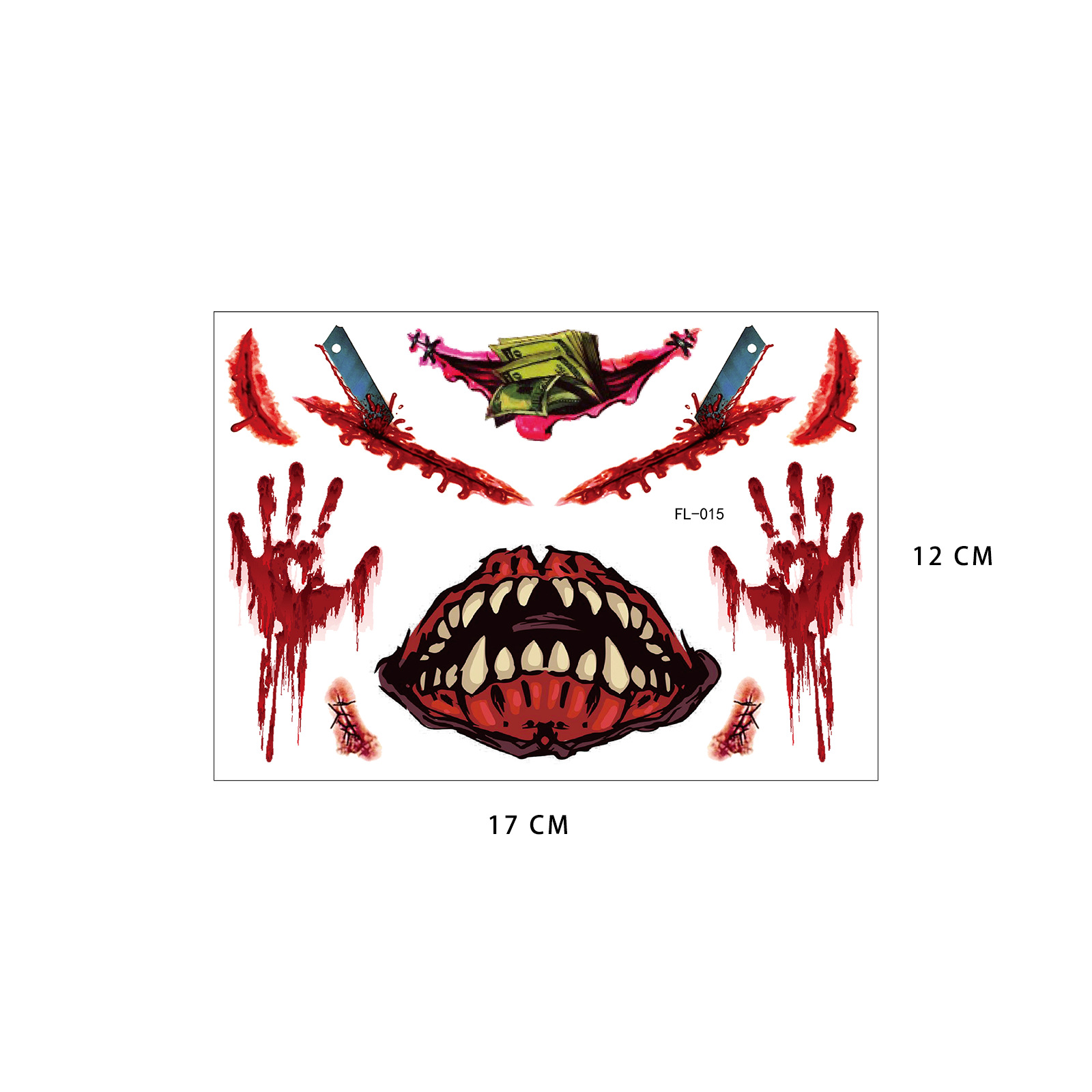 Picture of European and American cross-border hot sale Halloween funny face tattoo stickers masquerade dead dead face stickers tattoo stickers