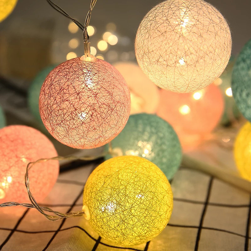 Cotton ball lamp string festival decoration ins girl room layout wedding confession ball lamp birthday led lamp string