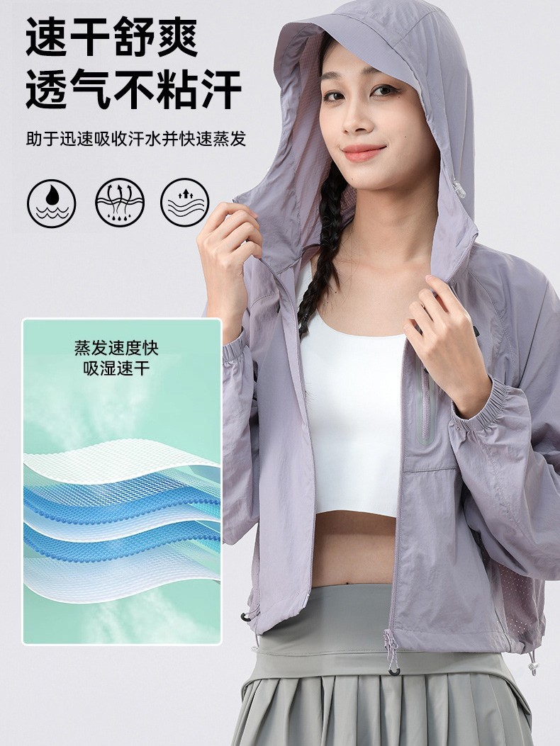 Sun Protection Clothing Women's Small Summer New Anti-UV Sun Protection Clothing Short Women's Ice Silk Lightweight Breathable Jacket