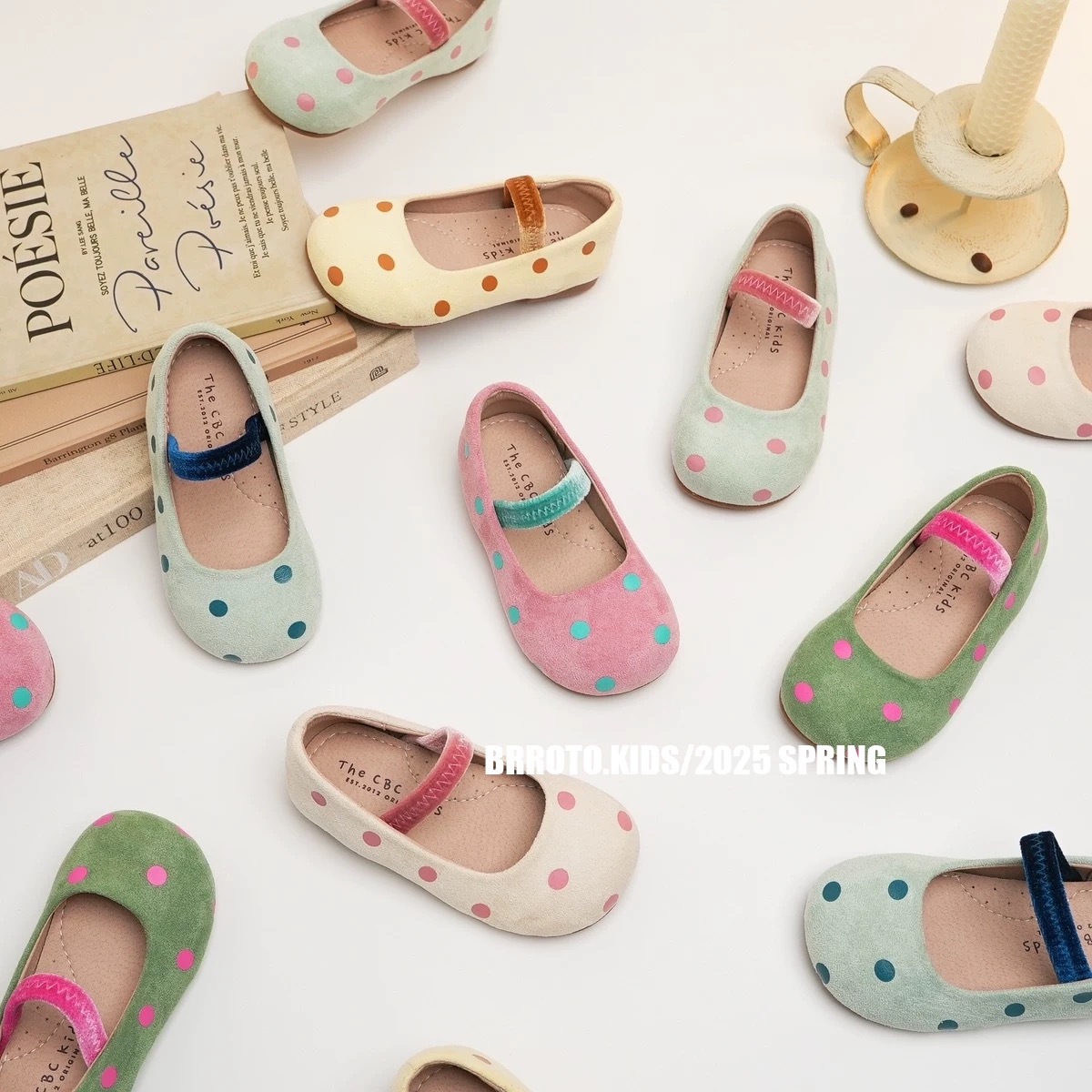Women's Baby Leather Shoes 2025 Spring and Autumn New Ballet Round-toe Polka-dot Small Ladyshoes Women's Children's Shoes Princess Women's Baby Soft-soled Single-layer Shoes