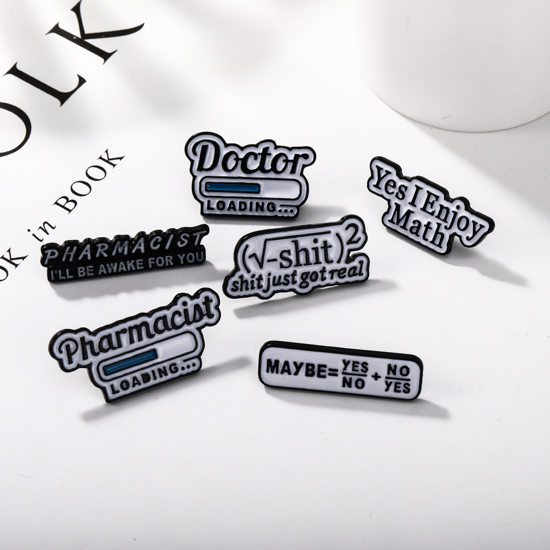 Picture of Cross-Border New Product Accessories Number English Letter Brooch Yes I Enjoy Math English Badge Cross-Border Wholesale