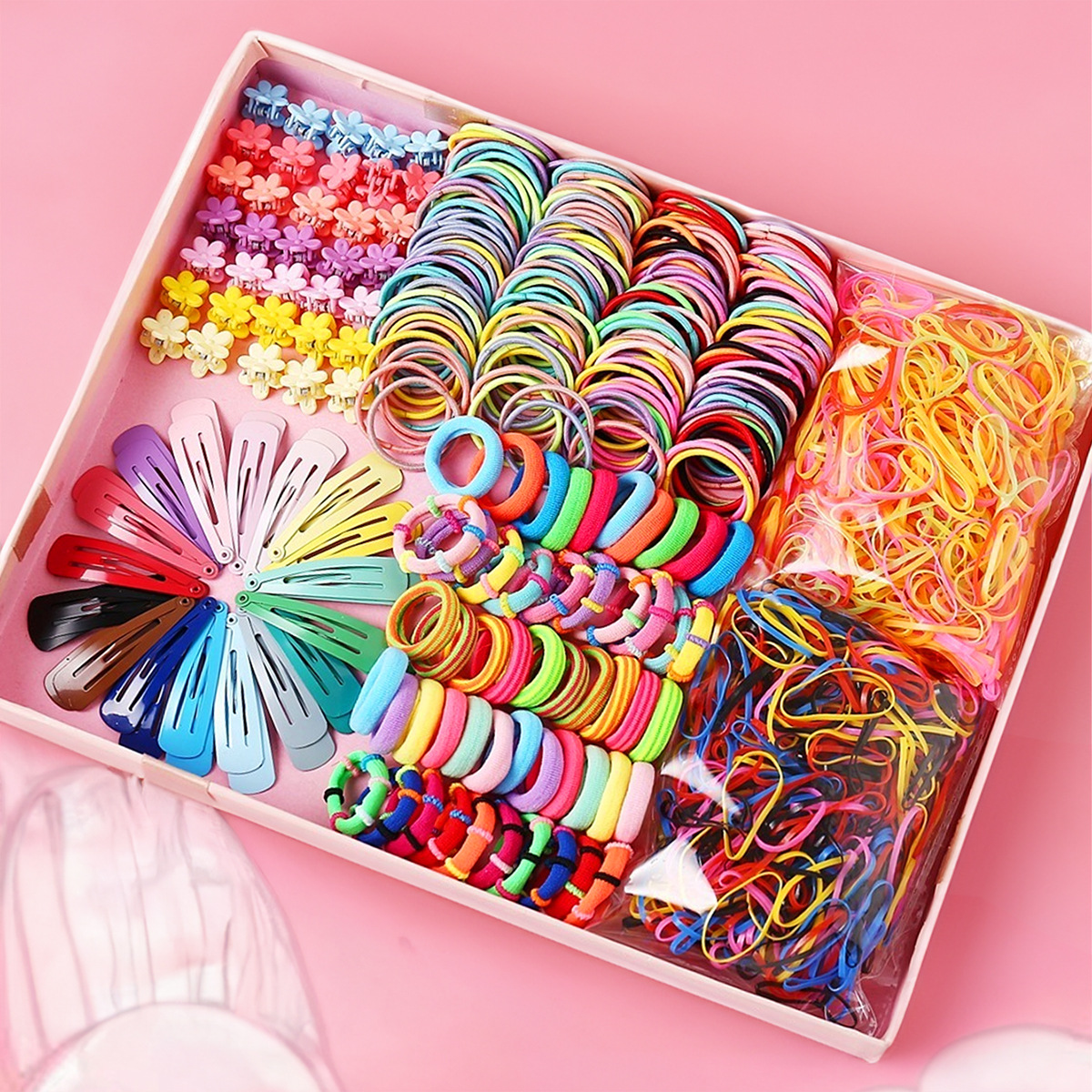 Cross-border Explosions Children's Hair Accessories Set Boxed Hair Ring Rubber Tendon Hair Rope Hair Card Combination Hair Accessories Baby Female Hair Accessories