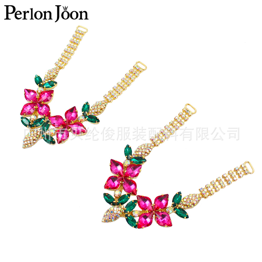 Plum red flower color glass rhinestone shoe chain sandals flip flops decorative accessories shoes flower factory wholesale