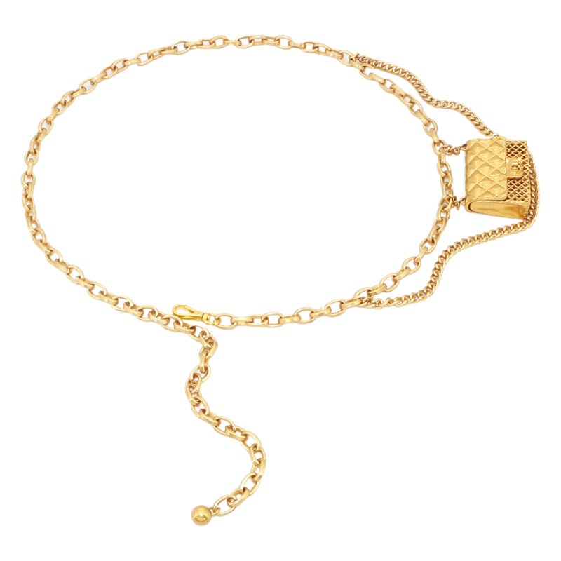 Fragrant Style Alloy Chain Waist Bag Women's Small Box Bag Waist Chain Belt Accessories Belt Women's ins Style Fashion Personality