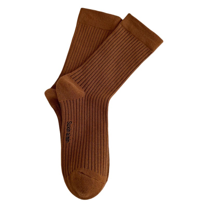 Suxinaimin White Pile Socks Women's Mid-Calf Socks Cotton Ins Trendy Confinement Socks Maillard Wearing Stockings