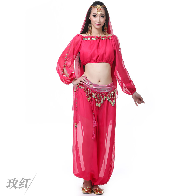 Picture of 4 Piece Set Lantern Long Sleeve Ring Lantern Pants Veil Belly Dance suit Belly Dance India Performance suit
