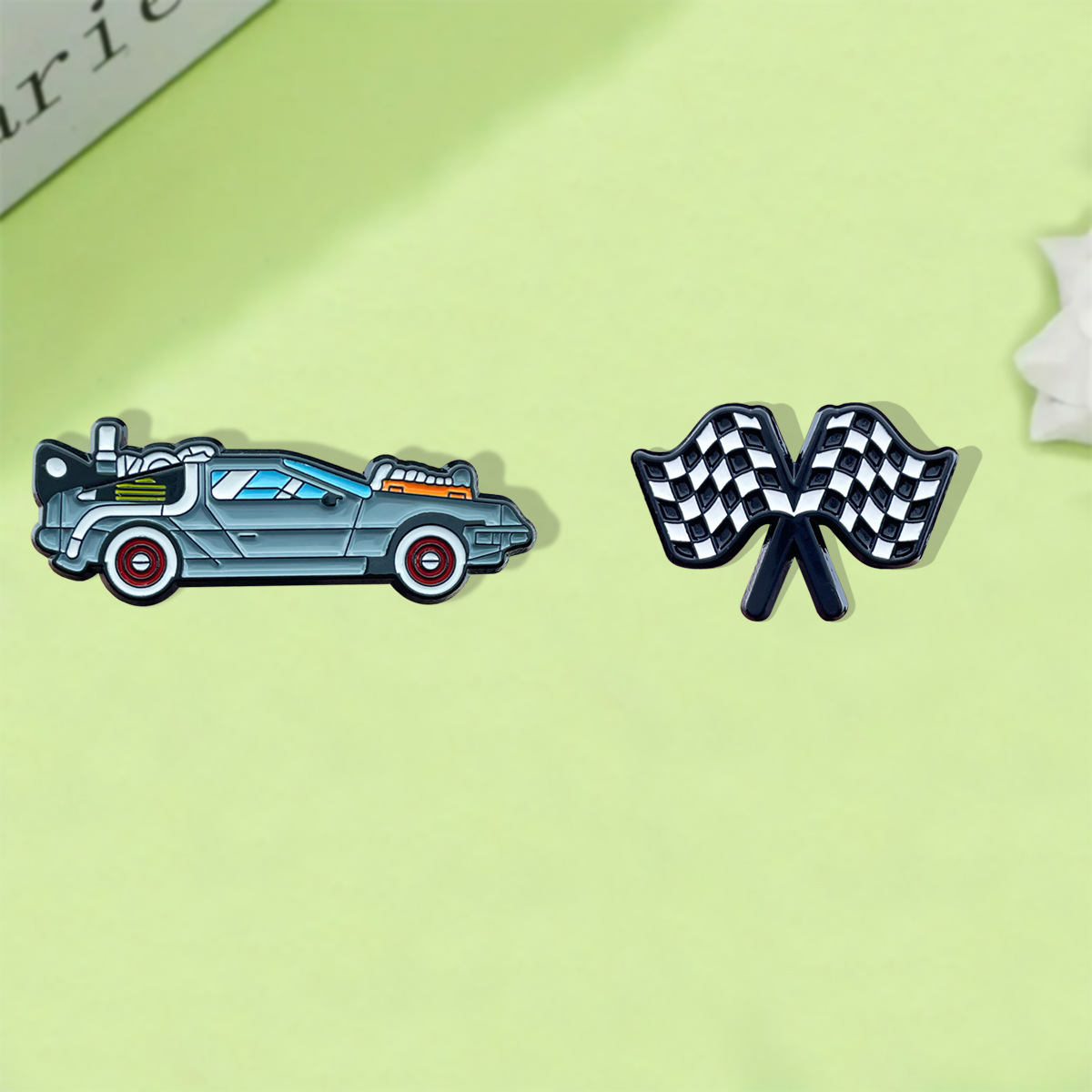Europe and the United States cross-border new film and television peripheral accessories cartoon super sports car shape alloy brooch badge backpack accessories