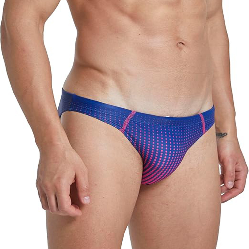 2025 new men's triangular wave point gradient elastic waist fashion sports leisure sexy beach swimming trunks
