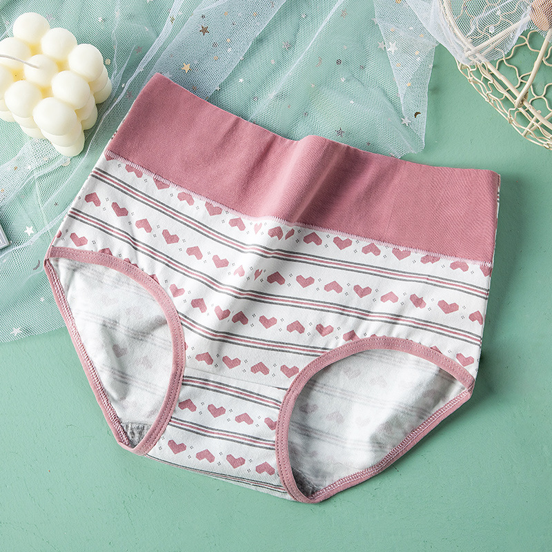 Picture of Japanese Style Women's Pure Cotton Printed Large Size 7A Seamless Antibacterial Tummy Control Cute Girl Triangle Student Panties