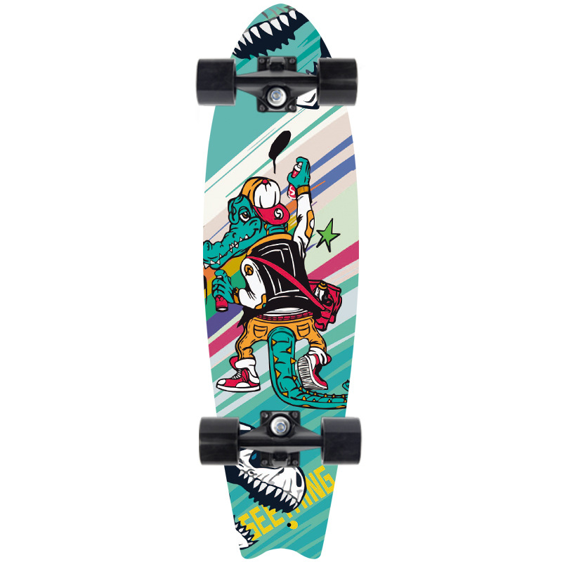 Picture of 28 inch maple small fish Board children Brush Street road beginners four-wheel skateboard single rocker skateboard