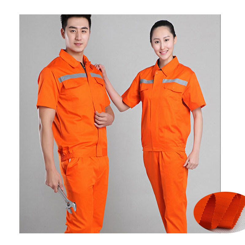 Wholesale CVC flame retardant fabric plus conductive wire anti-static gas station overalls workshop overalls fabric